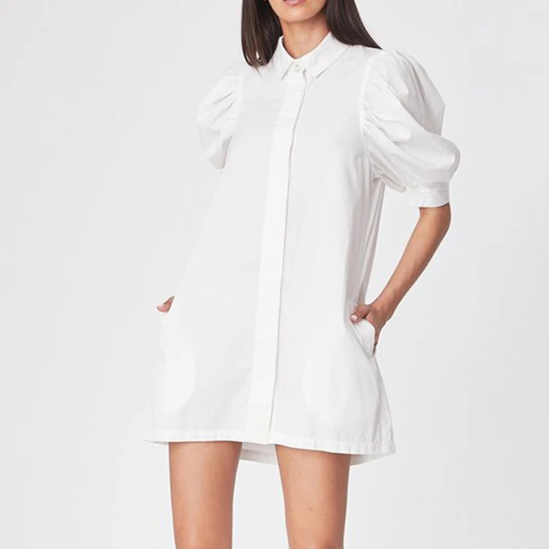 MOARCHO Dresses Women Mini Shirt Dress Black And White Solid Color Lantern Sleeve Lapel Button Summer Fashion Elegance
MOARCHO Dresses Women Mini Shirt Dress Black And White Solid Color Lantern Sleeve Lapel Button Summer Fashion Elegance