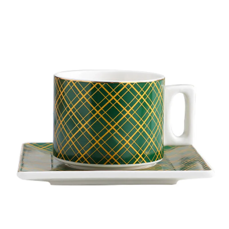 Luxury Western-style Coffee Cup Saucer Ceramic Coffee Mug set Afternoon Teacup Simple Office Lattice Style Tcup Set
Luxury Western-style Coffee Cup Saucer Ceramic Coffee Mug set Afternoon Teacup Simple Office Lattice Style Tcup Set