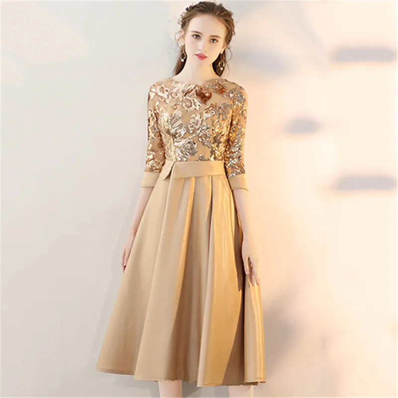 Party dress women 2020 spring summer new golden sequin stitching noble elegant slim host high quality maxi dress feminina JD792 
Party dress women 2020 spring summer new golden sequin stitching noble elegant slim host high quality maxi dress feminina JD792