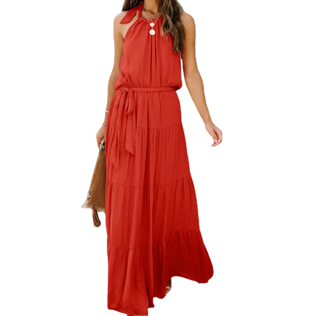 Spring Summer Dress Sexy Halter Collar Straps Backless Dresses Solid Color Women Clothing Boho Beach Party Long Dress Vestidos
Spring Summer Dress Sexy Halter Collar Straps Backless Dresses Solid Color Women Clothing Boho Beach Party Long Dress Vestidos