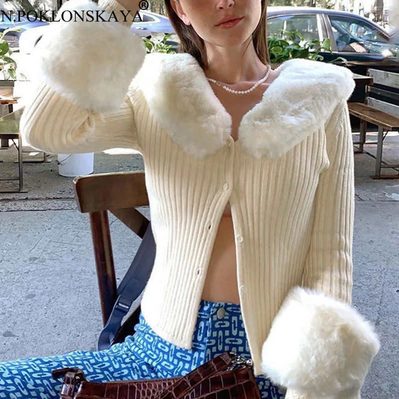 High Quality Fur Patchwork Sweater Women Turn Down Collar Long Sleeve Button Slim Cardigans Female Knitted Tops Winter Clothes
High Quality Fur Patchwork Sweater Women Turn Down Collar Long Sleeve Button Slim Cardigans Female Knitted Tops Winter Clothes