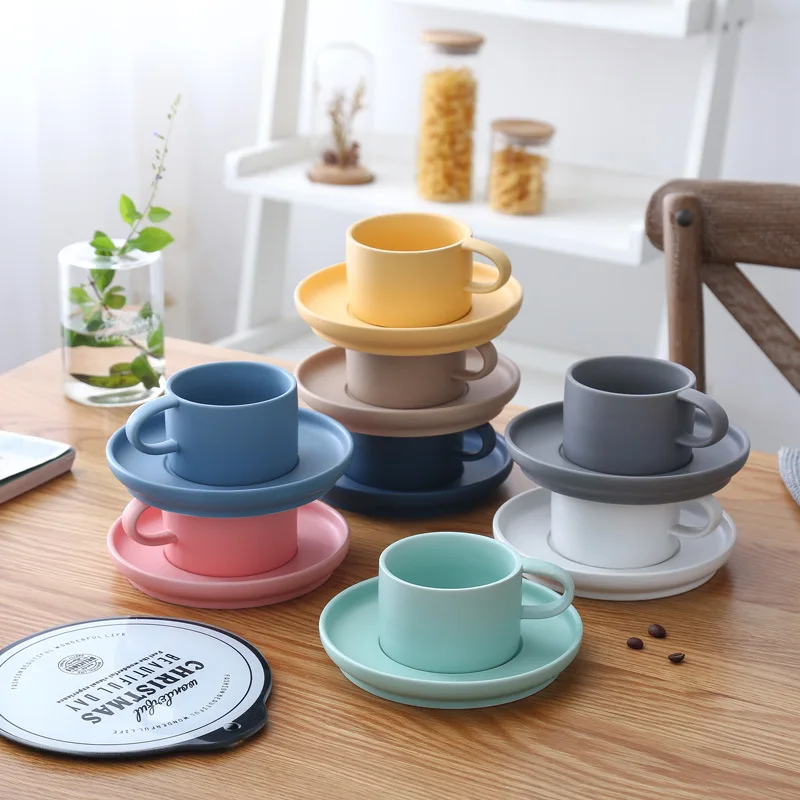 Macaron Color Matte Ceramic Coffee Set Mug Dish Breakfast Cup Couple Water Cup Arch Cup and Saucer
Macaron Color Matte Ceramic Coffee Set Mug Dish Breakfast Cup Couple Water Cup Arch Cup and Saucer
