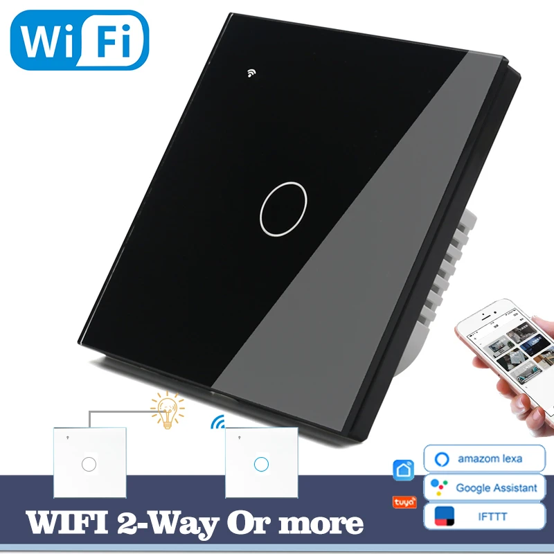 WIFI Touch Light Wall Switch Black Glass Blue LED Smart Home Phone Control 1 Gang 2 Way Round relay Alexa Google Home
WIFI Touch Light Wall Switch Black Glass Blue LED Smart Home Phone Control 1 Gang 2 Way Round relay Alexa Google Home