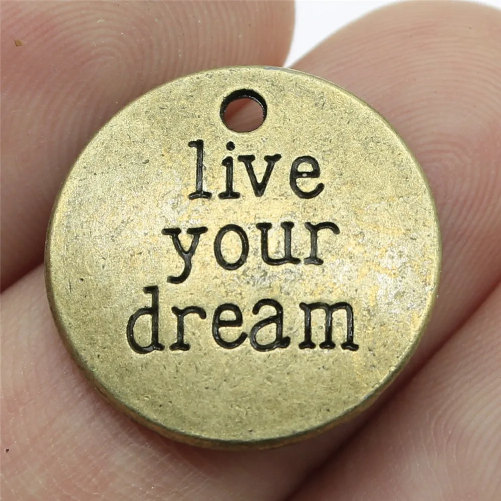 20pcs Live Your Dream Charms Pendant DIY Jewelry Findings 2 Colors Antique Silver Color Antique Bronze Tone 20mm
20pcs Live Your Dream Charms Pendant DIY Jewelry Findings 2 Colors Antique Silver Color Antique Bronze Tone 20mm