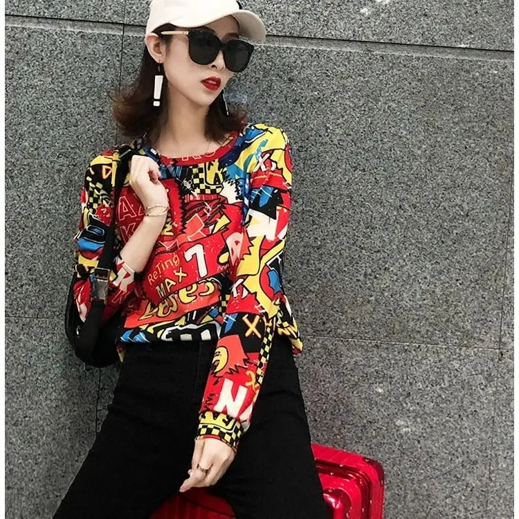 Super Fire Sweater 2021 New European and American Fashion Brand Harajuku Print Loose and Thin Long-sleeved Shirt Women
Super Fire Sweater 2021 New European and American Fashion Brand Harajuku Print Loose and Thin Long-sleeved Shirt Women