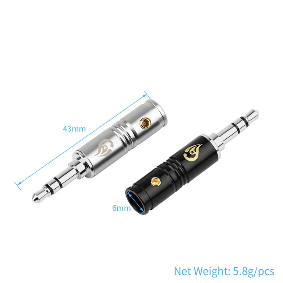 Hifi 3.5 mm Jack Audio Plug Connector Stereo 3 Poles Rhodium Plated Copper Earphone Plugs Solder 6.0mm Wire Hole Line Connectors |