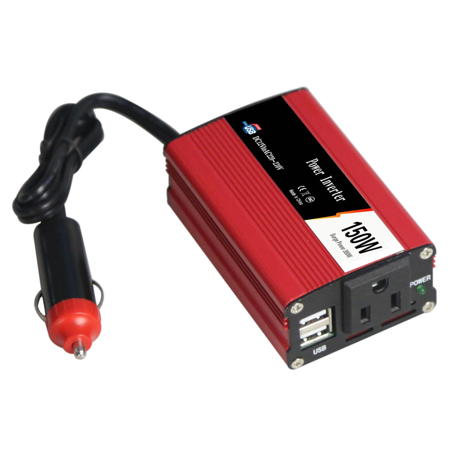 150W Power Converter 12V DC to 220V AC Converter with AC Outlet + Dual USB Output
150W Power Converter 12V DC to 220V AC Converter with AC Outlet + Dual USB Output