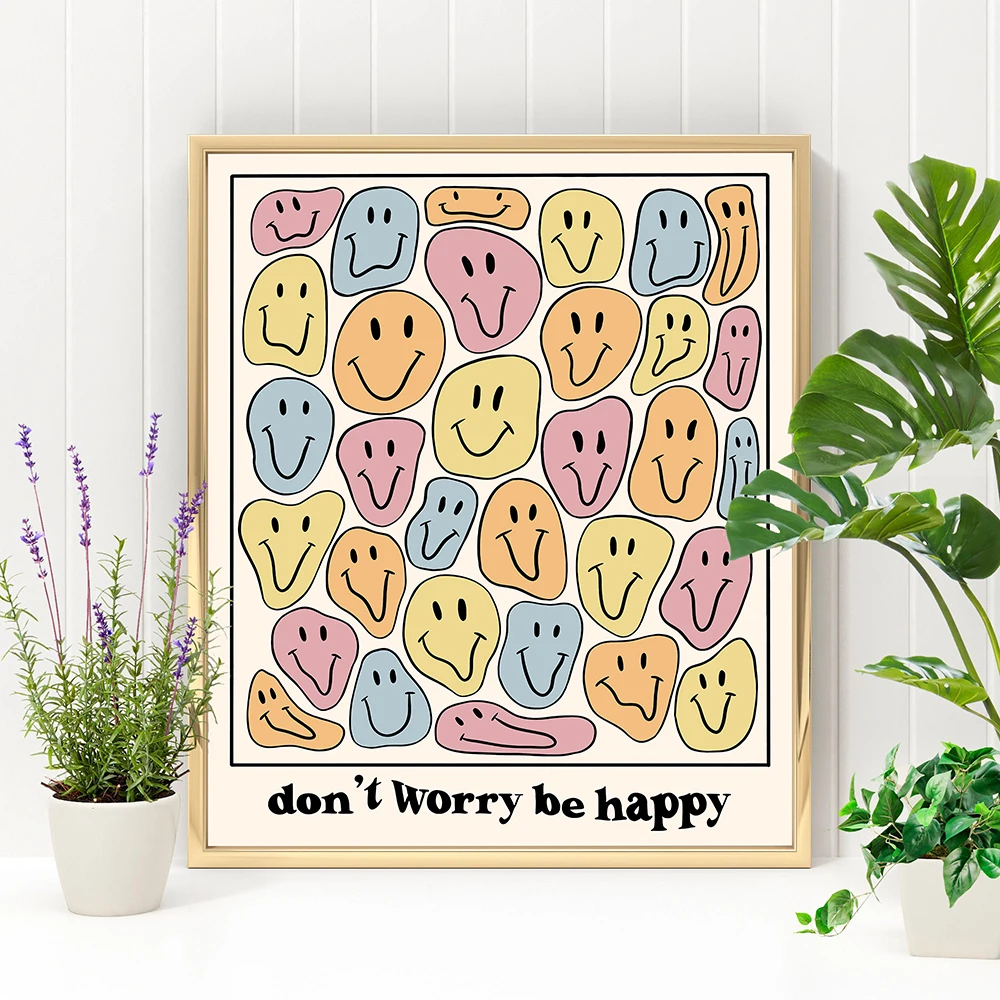 Don't Worry Be Happy Smiley Face Print Poster Bedroom Dream Smile Canvas Painting Poster Prints Wall Art Picture Home Decor
Don't Worry Be Happy Smiley Face Print Poster Bedroom Dream Smile Canvas Painting Poster Prints Wall Art Picture Home Decor