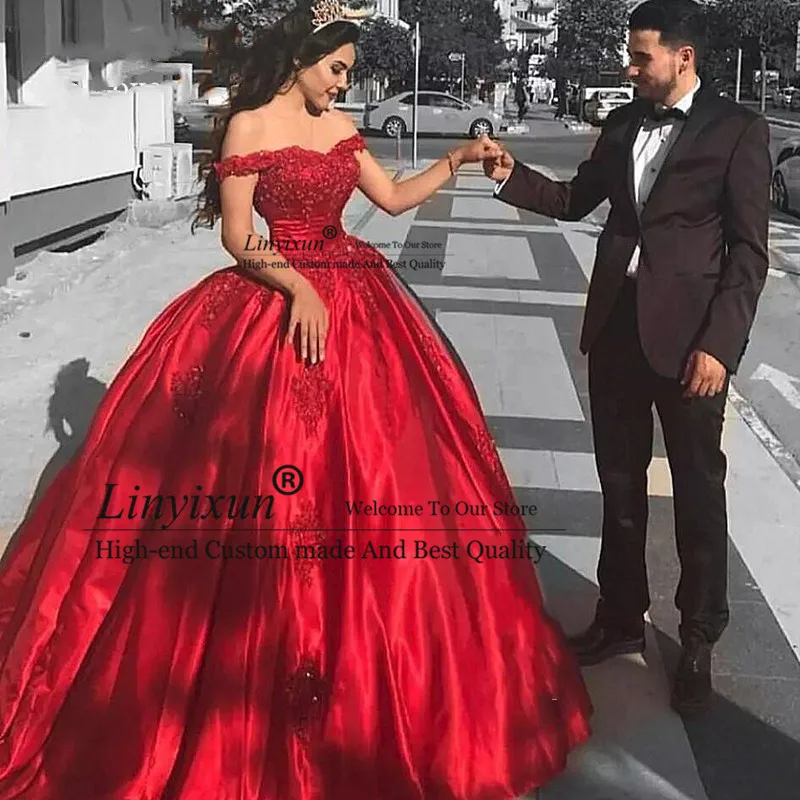 Princess Red Quinceanera Dresses With Appliques Beads Off Shoulder Vestido 15 Anos Long Sweet 16 Prom Dress For Girls
Princess Red Quinceanera Dresses With Appliques Beads Off Shoulder Vestido 15 Anos Long Sweet 16 Prom Dress For Girls