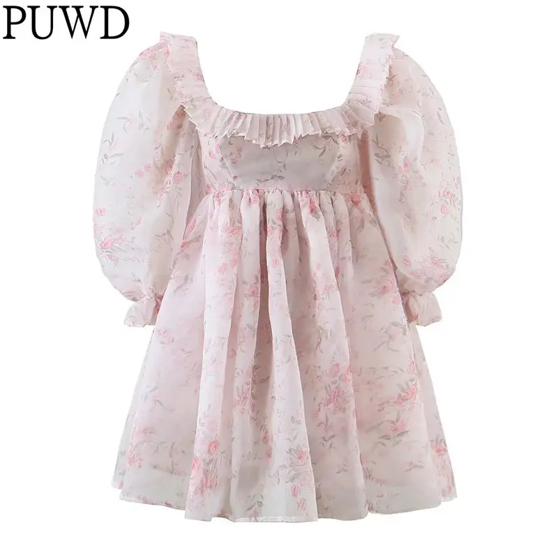 PUWD Women Elegant Midi Dress 2022 Spring Fahion Ladies Organza Pink Short Sleeves Dresses Flower Print Vintage Female Dress
PUWD Women Elegant Midi Dress 2022 Spring Fahion Ladies Organza Pink Short Sleeves Dresses Flower Print Vintage Female Dress