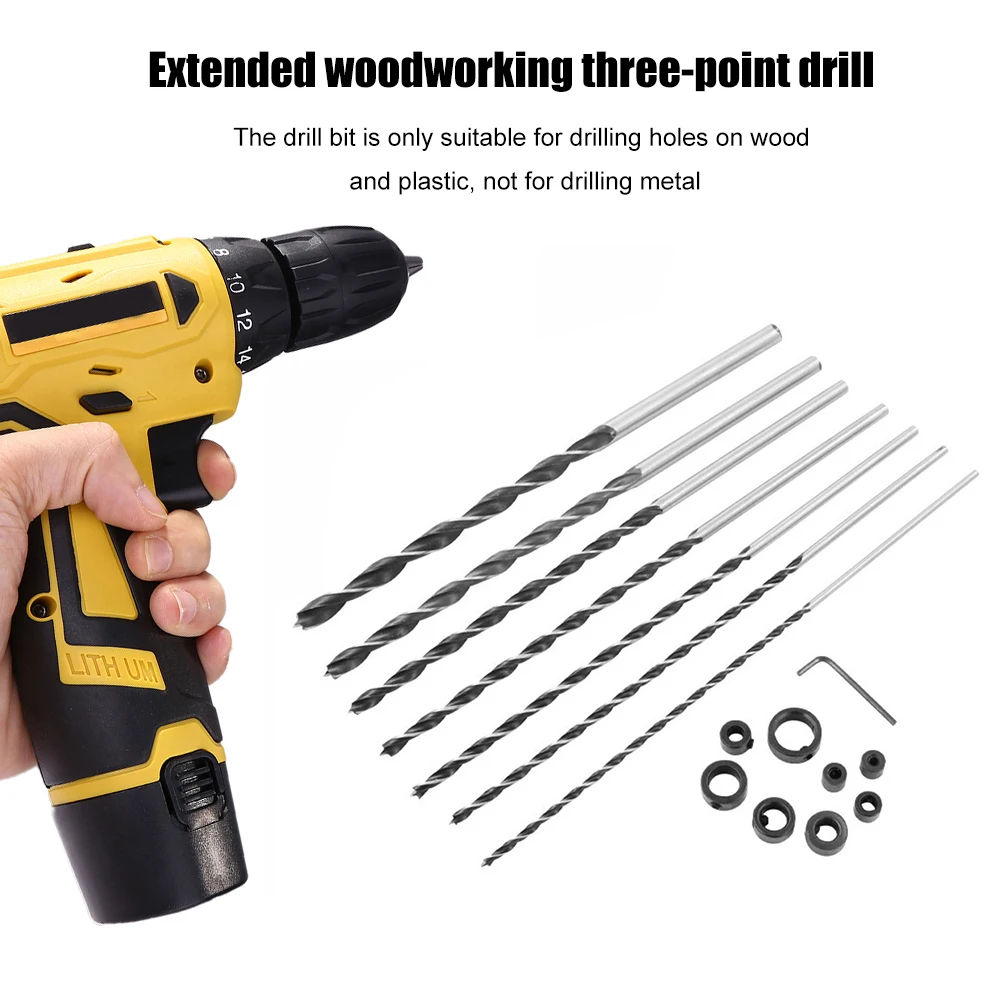 7pcs Three Point Woodworking Twist Drill Bits Drill Bits Set Wood Working Tool Positioner Drill Locator with Wrench
7pcs Three Point Woodworking Twist Drill Bits Drill Bits Set Wood Working Tool Positioner Drill Locator with Wrench