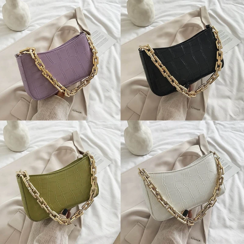 Girls Leather Underarm Bags Retro Crocodile Pattern Shoulder Bag Trendy Chain Strap Handbag Tote Fashion Clutch Bags 
Girls Leather Underarm Bags Retro Crocodile Pattern Shoulder Bag Trendy Chain Strap Handbag Tote Fashion Clutch Bags