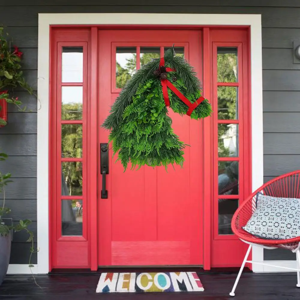 Art Animal Handmade Home Decor Farm Pine Cone Horse Head Wreath Door Knocker Christmas Wreath Wall Hanging Decor Fake Plant
Art Animal Handmade Home Decor Farm Pine Cone Horse Head Wreath Door Knocker Christmas Wreath Wall Hanging Decor Fake Plant