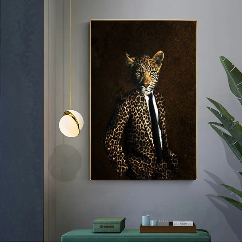 Animal leopard wearing a suit and hat, wall art canvas painting wall pictures for living room canvas painting
Animal leopard wearing a suit and hat, wall art canvas painting wall pictures for living room canvas painting