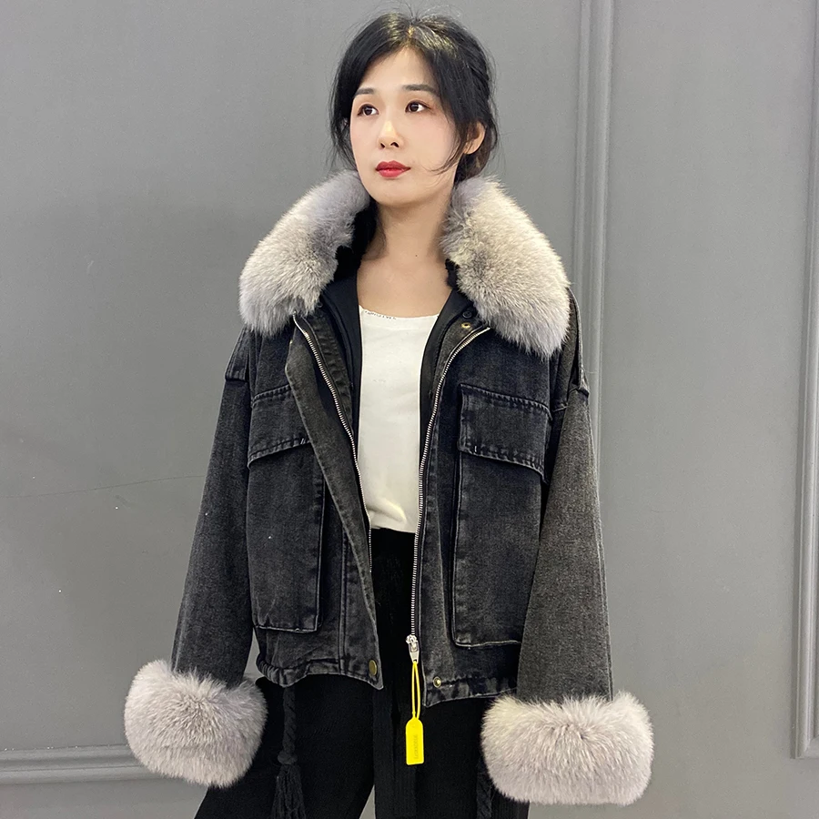Women Real Fur Jacket Fox Fur Collar And Cuffs 2021 New Trendy Cropped Parka High Quality Outwear
Women Real Fur Jacket Fox Fur Collar And Cuffs 2021 New Trendy Cropped Parka High Quality Outwear