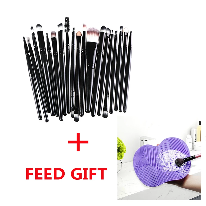 20 Pcs Makeup Brush Set Eyeshadow Blending Foundation Powder Eyebrow Blush And Make up brush cleaning tool 
20 Pcs Makeup Brush Set Eyeshadow Blending Foundation Powder Eyebrow Blush And Make up brush cleaning tool
