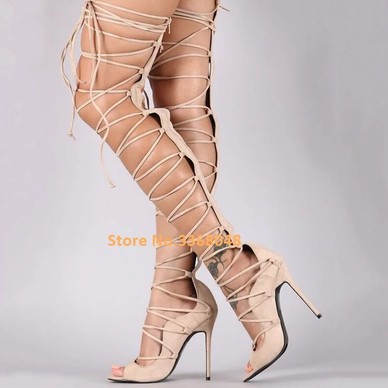 Cross-tied Rome Sandals Boots Over The Knee Open Toe Thin High Heel Shoes Runway Party Gladiator Long Boots Narrow Strap Shoes
Cross-tied Rome Sandals Boots Over The Knee Open Toe Thin High Heel Shoes Runway Party Gladiator Long Boots Narrow Strap Shoes