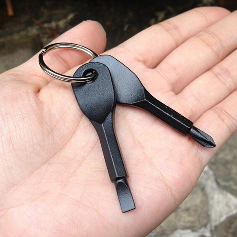 Stainless Steel Mini EDC Multifunction Screwdriver Key Shape Slotted Screwdrivers Keychain Pocket Repair Tool | Спорт и развлечения