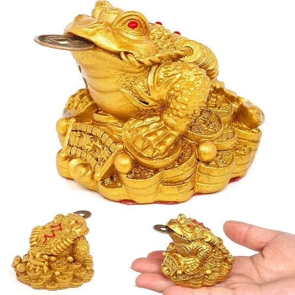 Смола богатство привлекающий Feng Shui статуя золотисто денежная жаба трехногий для