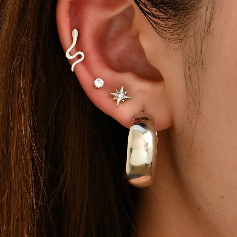Women Trendy Snake-shaped Star Stud Earrings Set Jewelry Gift Temperament Accessories
Women Trendy Snake-shaped Star Stud Earrings Set Jewelry Gift Temperament Accessories