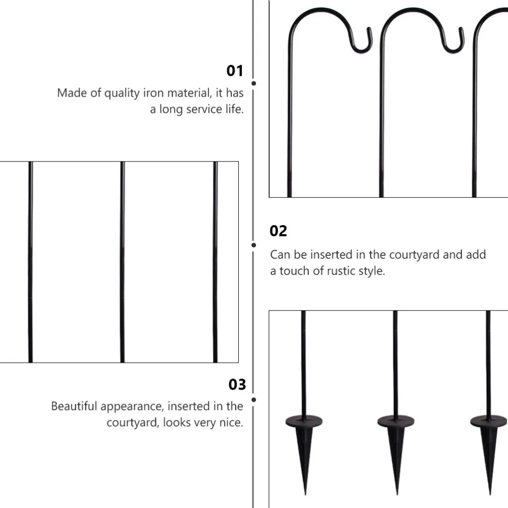 3Pcs Shepherd Hooks Outdoor Hanging Hooks Garden Iron Hook Practical Iron Hangers