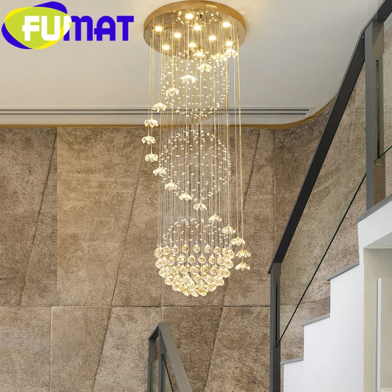 FUMAT Crystal K9 Stair Chandelier Rain Flower Drop Lighting Hanging High End Stairwell Ceiling Long Hight Modern Pendant Light
FUMAT Crystal K9 Stair Chandelier Rain Flower Drop Lighting Hanging High End Stairwell Ceiling Long Hight Modern Pendant Light