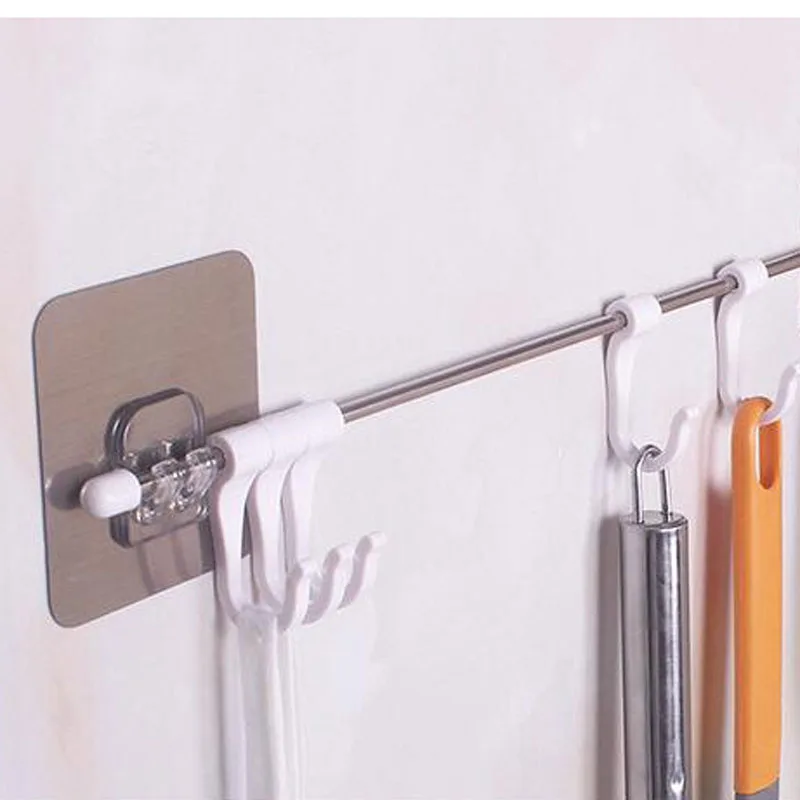 Silver + White Set Of Stainless Steel Rods Seamlessly Attached Six-Linked Hook Home Rack Towel Rack Kitchen Gadget Storage Rack 
Silver + White Set Of Stainless Steel Rods Seamlessly Attached Six-Linked Hook Home Rack Towel Rack Kitchen Gadget Storage Rack