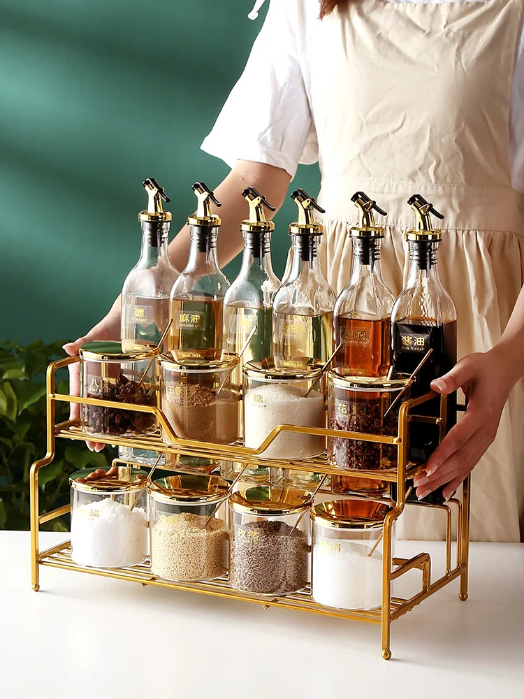 

Modern Nordic Seasoning Jar Glass Salt Sugar Bottles Oil Vinegar Pepper Container Spice Rack Organizer Especiero Kitchen Tools