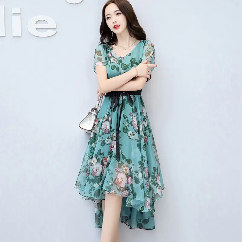 Women Spring Summer Style Dress Women's V-Neck Thin Section Fashion Stitching Chiffon Sashes Style Ladies DressSS3083
Women Spring Summer Style Dress Women's V-Neck Thin Section Fashion Stitching Chiffon Sashes Style Ladies DressSS3083