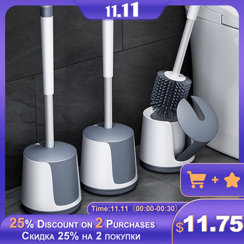 Black Modern Hygienic Bathroom Accessories Soft TRP Silicone Toilet Brushes with Holder Set Long Handled Toilet Cleaning Brush
Black Modern Hygienic Bathroom Accessories Soft TRP Silicone Toilet Brushes with Holder Set Long Handled Toilet Cleaning Brush