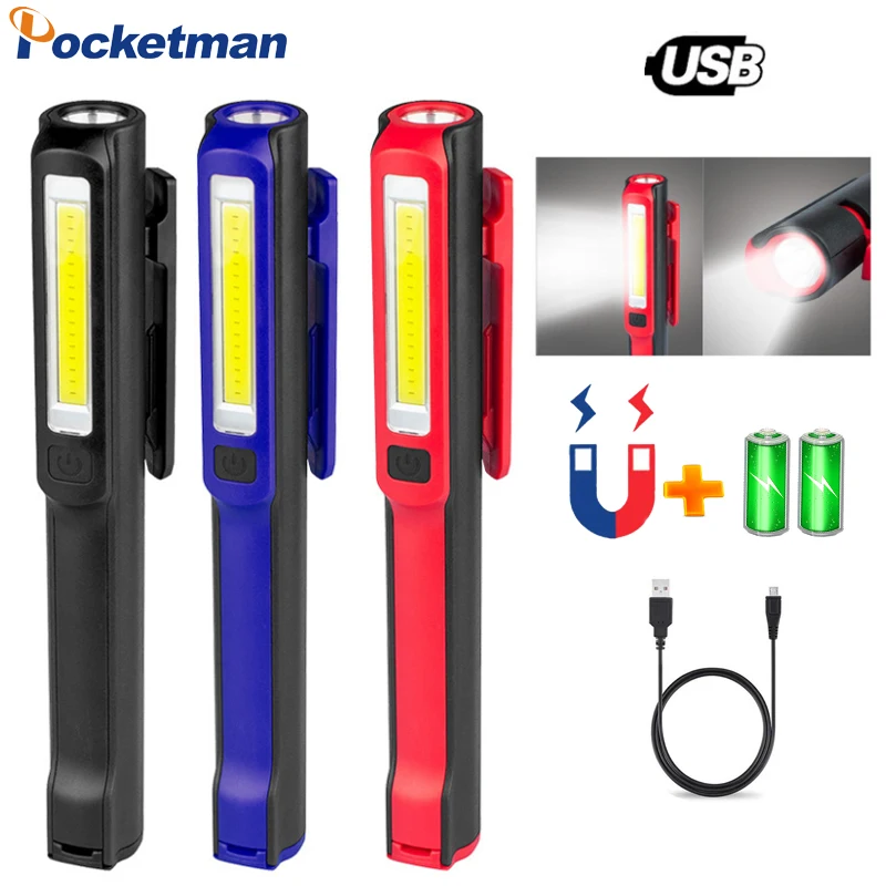 LED Magnetic Tail Work Light USB Rechargeable Flashlight Portable COB Work Lamp Torch Emergency Light Pen Light Repair Light
LED Magnetic Tail Work Light USB Rechargeable Flashlight Portable COB Work Lamp Torch Emergency Light Pen Light Repair Light
