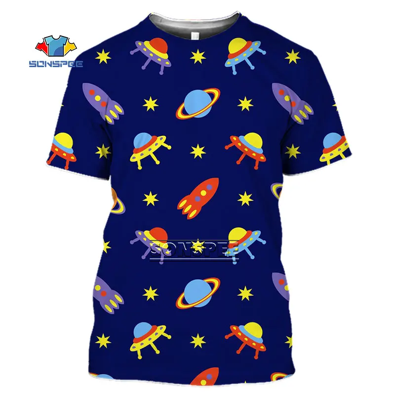 SONSPEE Funny Planet Adventure T-shirt 3D Digital Printed Starry Sky UFO Rocket Tees Casual Loose O-Neck Streetwear Short Sleeve
SONSPEE Funny Planet Adventure T-shirt 3D Digital Printed Starry Sky UFO Rocket Tees Casual Loose O-Neck Streetwear Short Sleeve