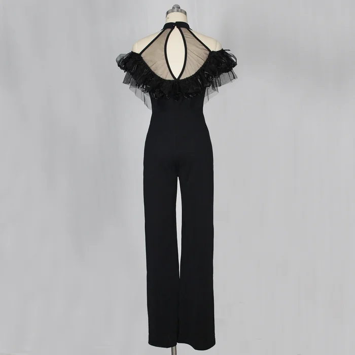 Halter Neck See-through Mesh Ruffles Feather Short Sleeve Slim Overalls Wide Legged Trousers Women Fashion Jumpsuit Long Romper
Halter Neck See-through Mesh Ruffles Feather Short Sleeve Slim Overalls Wide Legged Trousers Women Fashion Jumpsuit Long Romper