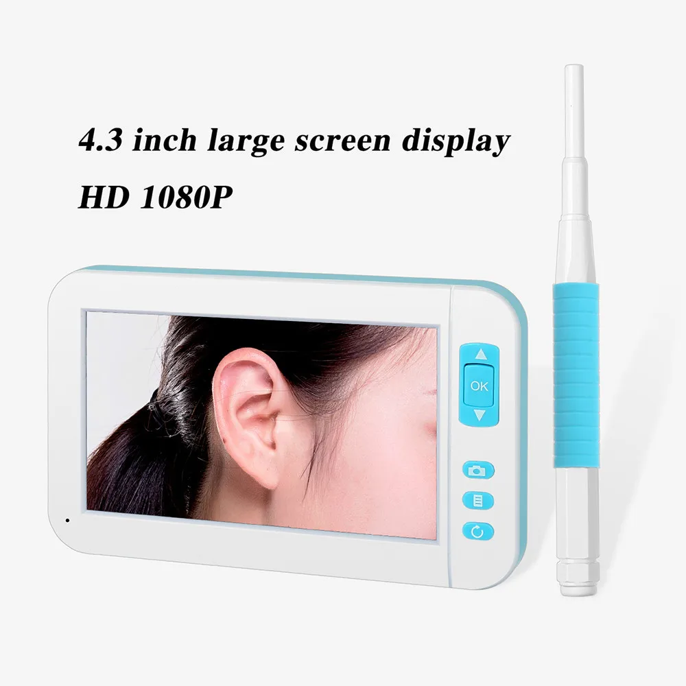 

Mini Ear Spoon Endoscope Camera With 4.3 Inch Screen Display Otoscope HD 1080P 3.9mm Diameter Lens 6pcs LED Lights