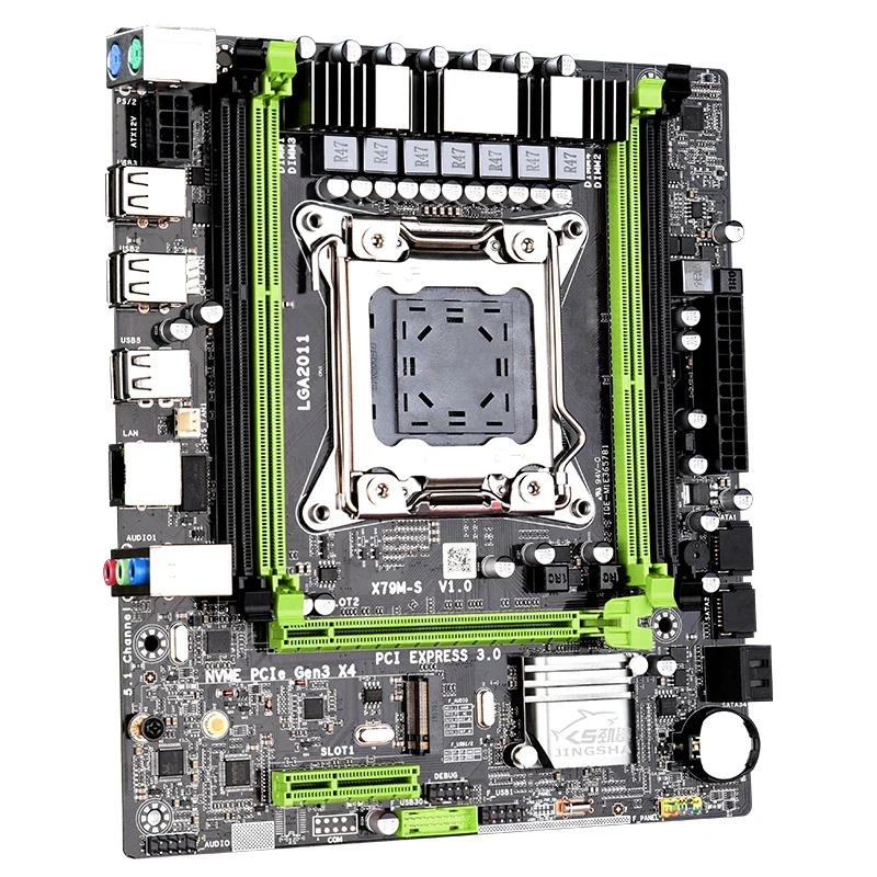 Материнская плата для чипсета Чиа X79 материнская LGA2011 USB2.0 2-канальная DDR3 64 Гб ОЗУ