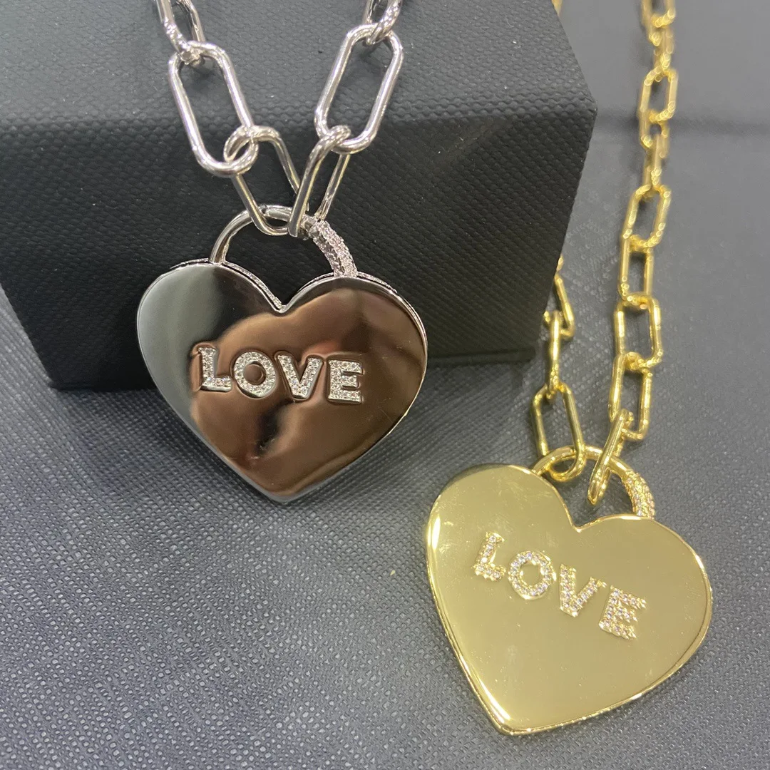 2021 women's jewelry thick chain punk necklace with Love Pendant, fashionable punk heart-shaped women's Necklace
2021 women's jewelry thick chain punk necklace with Love Pendant, fashionable punk heart-shaped women's Necklace