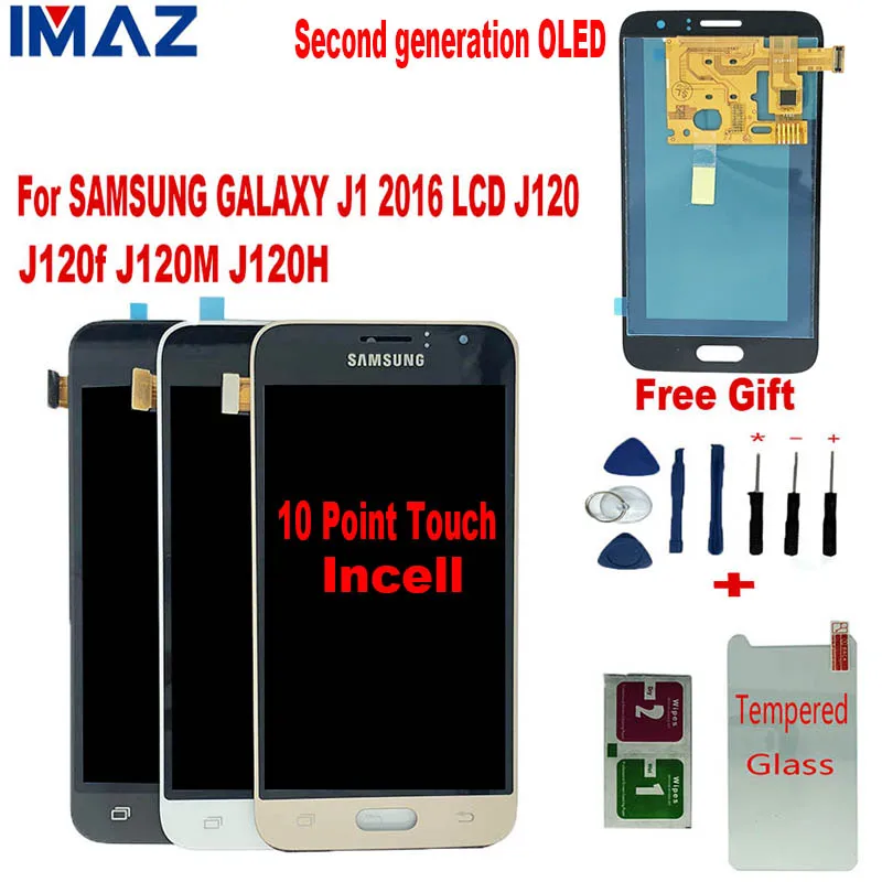 

IMAZ 2ND OLED 4.5" LCD For Samsung Galaxy J1 2016 J120 J120F J120H J120M J120FN/DS LCD Display Touch Screen Digitizer Assembly