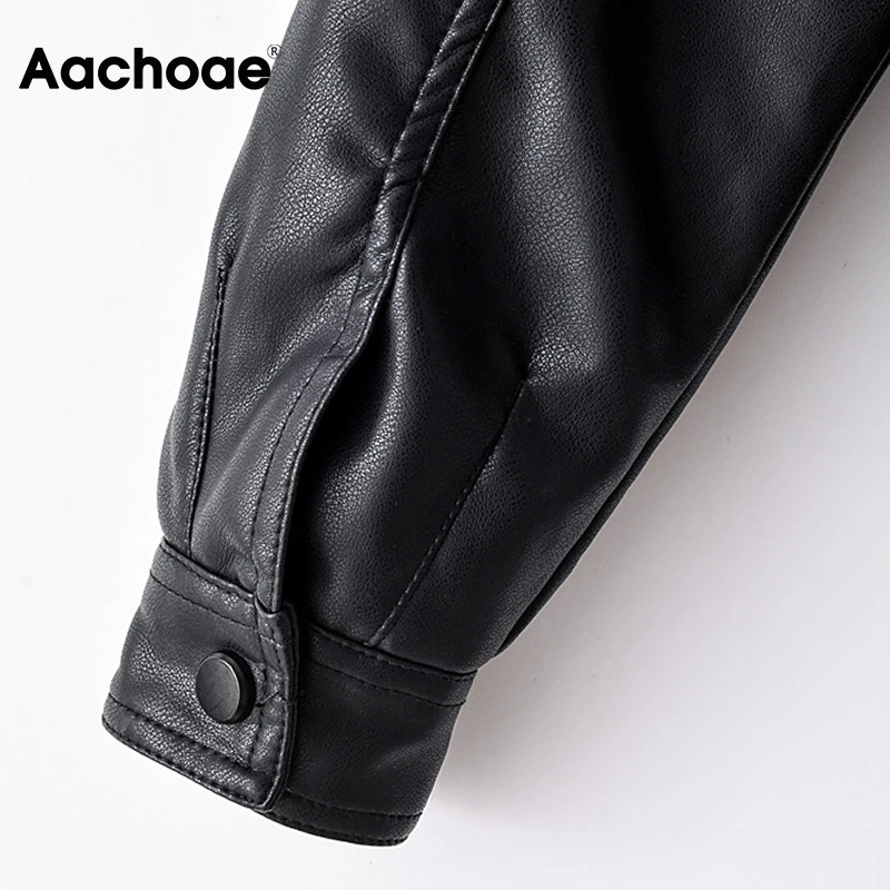 Aachoae Women Solid Faux Leather Jacket High Street Long Sleeve Cropped Tops Lady Turn Down Collar Chic Pocket Coat Outerwear
Aachoae Women Solid Faux Leather Jacket High Street Long Sleeve Cropped Tops Lady Turn Down Collar Chic Pocket Coat Outerwear