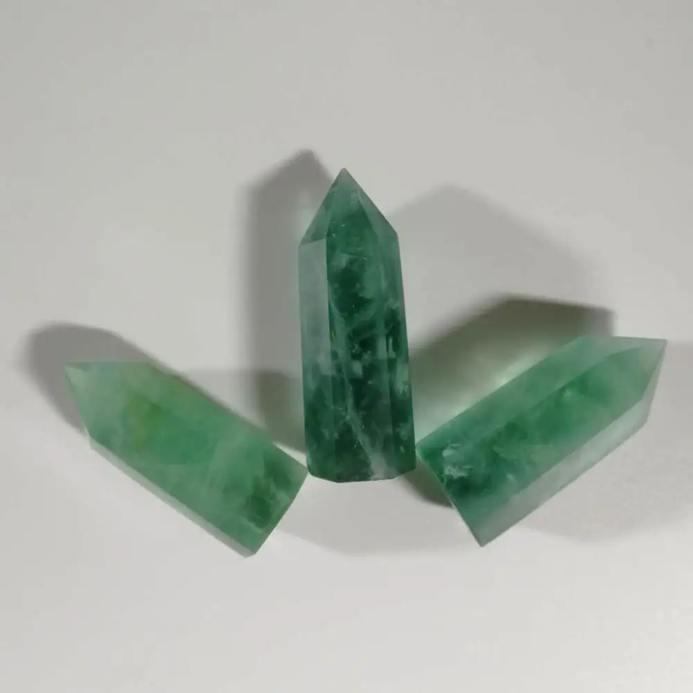 

3Pcs Natural green fluorite Crystal quartz Points engry wands Collectors Meditation Reiki Healing Chakra Home Decoration