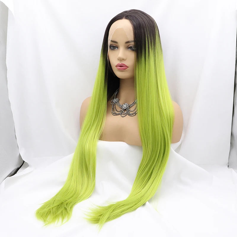 Coffee Brown Green Two Tone Ombre Wigs Silky Straight Heat Resistant Fiber Hair Glueless Synthetic Lace Front Wig For Women
Coffee Brown Green Two Tone Ombre Wigs Silky Straight Heat Resistant Fiber Hair Glueless Synthetic Lace Front Wig For Women