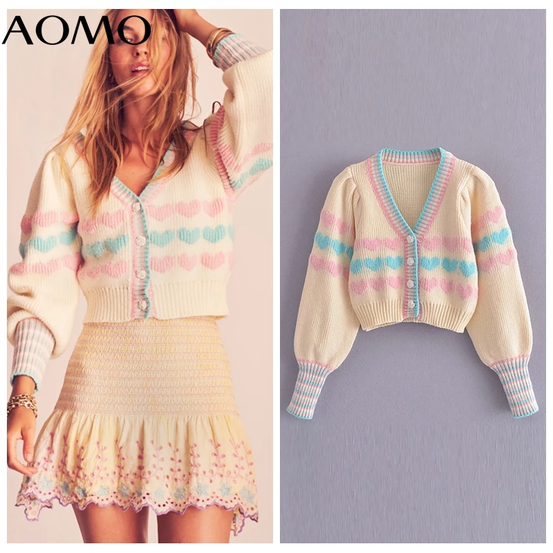 AOMO Women Elegant Heart Crop Cardigan Vintage Jumper 2021 Oversized Knitted Cardigan 4D16A
AOMO Women Elegant Heart Crop Cardigan Vintage Jumper 2021 Oversized Knitted Cardigan 4D16A