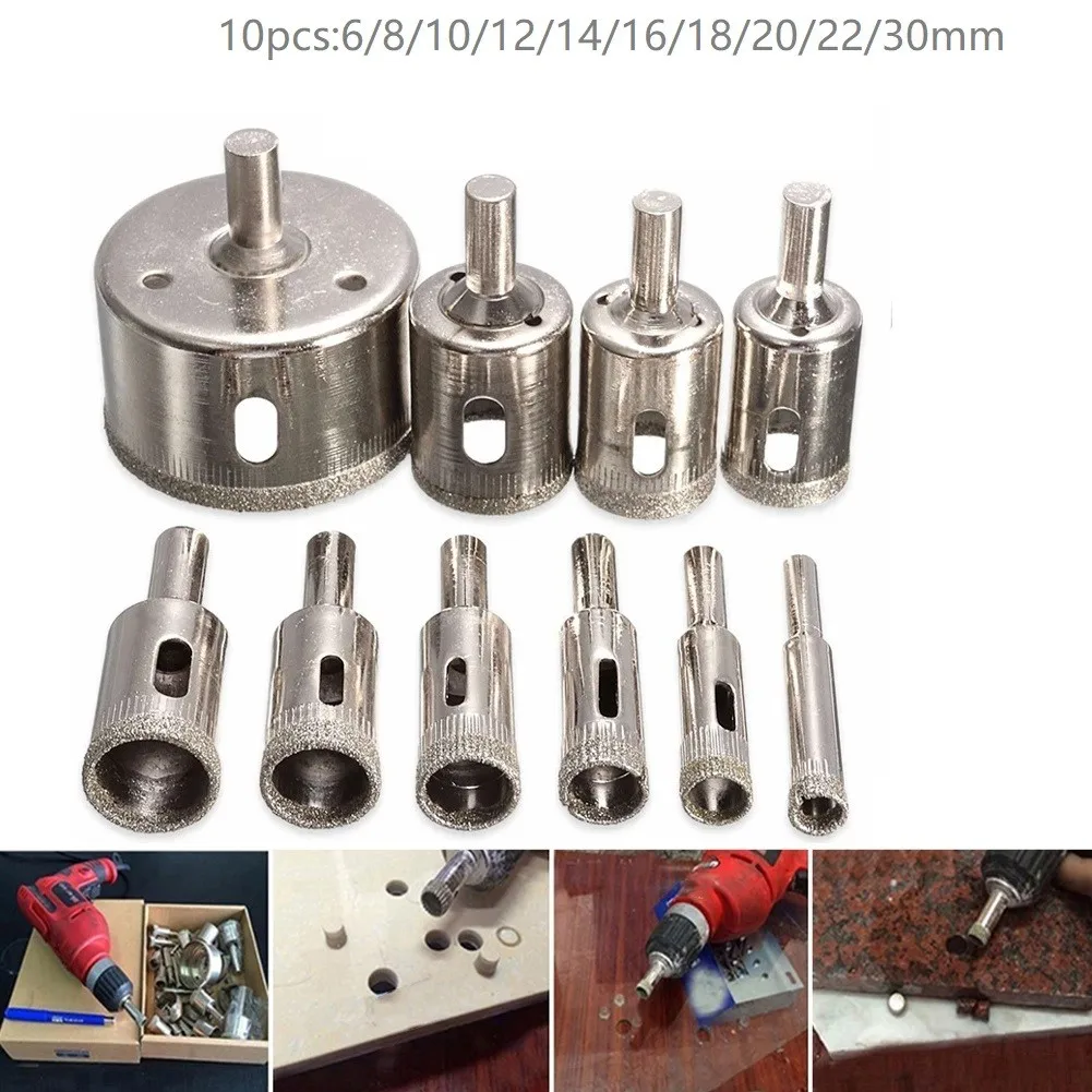 10pcs 6-30mm Diamond Coated Hss Drill Bit Set Tile Marble Glass Ceramic Hole Saw Set Drilling Bits Diamond Core Bit Power Tools
10pcs 6-30mm Diamond Coated Hss Drill Bit Set Tile Marble Glass Ceramic Hole Saw Set Drilling Bits Diamond Core Bit Power Tools