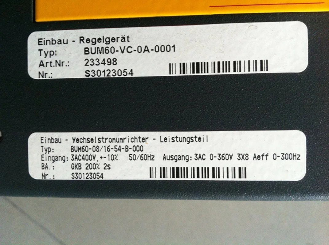 BUM60-12/24-54-B-000 BUM60-VC-0A-0001 BAUM Servo Driver / Drive Used 
BUM60-12/24-54-B-000 BUM60-VC-0A-0001 BAUM Servo Driver / Drive Used