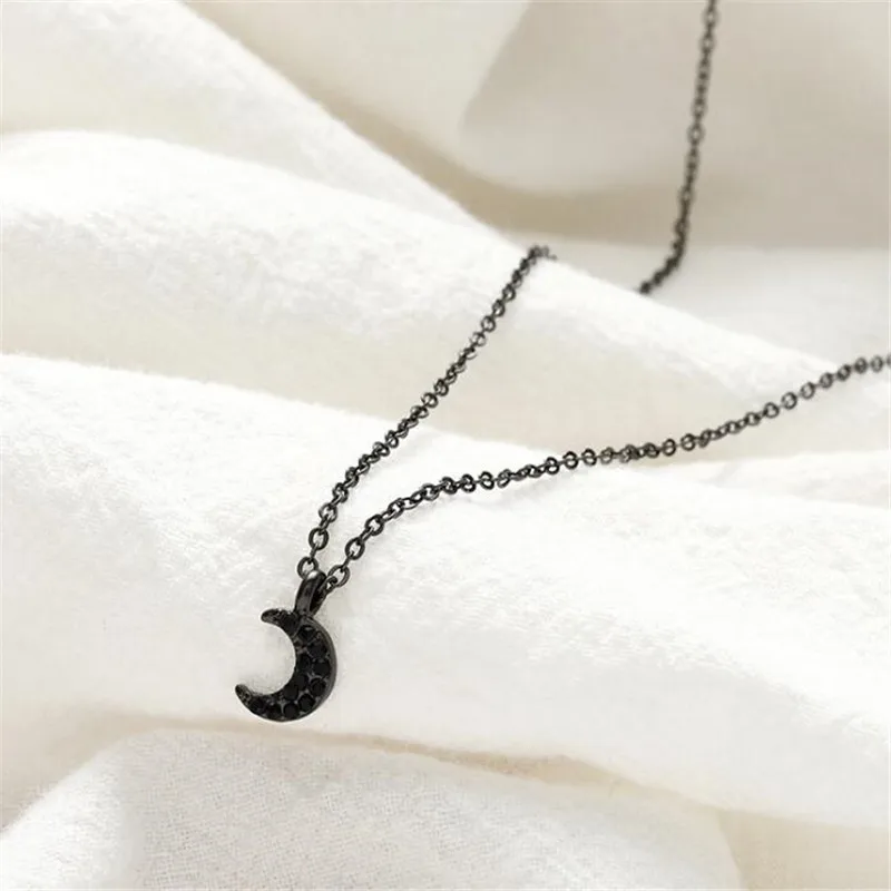Очаровательное черное кольцо чокер с Луной для женщин ожерелье кулоном