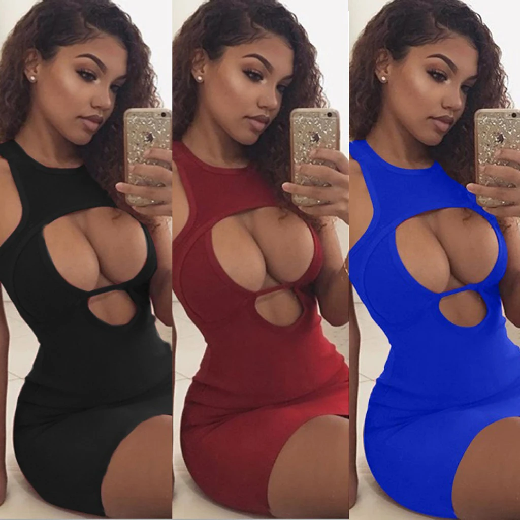 Sexy Women Sleeveless Sexy Bodycon Bandage Dress Halter Short Mini Pencil Dress Chest Hollow Out Night Club Party Wear Vestidos
Sexy Women Sleeveless Sexy Bodycon Bandage Dress Halter Short Mini Pencil Dress Chest Hollow Out Night Club Party Wear Vestidos