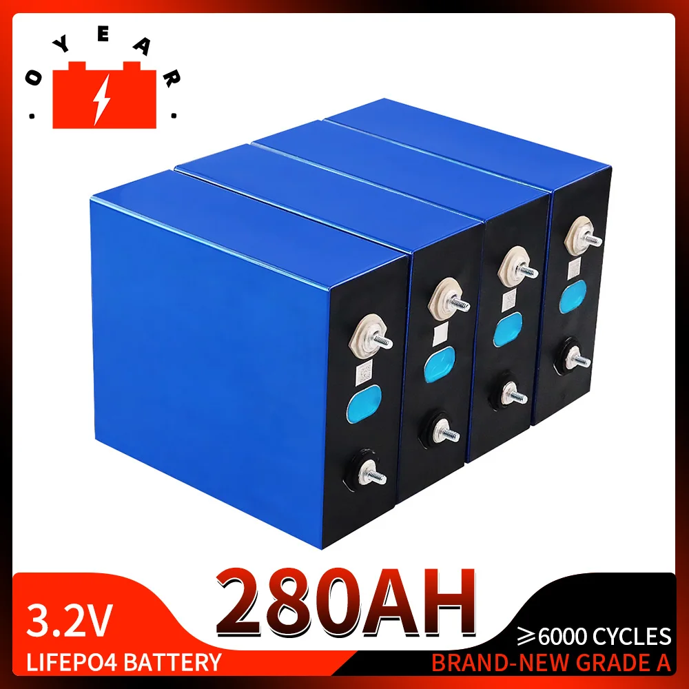 4pcs 3.2V 280Ah LiFePO4 12v Battery Pack Lithium Iron DIY Motorcycle Electric Car Solar Inverter Cell For 12V 24V 48V PV RV Boat
4pcs 3.2V 280Ah LiFePO4 12v Battery Pack Lithium Iron DIY Motorcycle Electric Car Solar Inverter Cell For 12V 24V 48V PV RV Boat