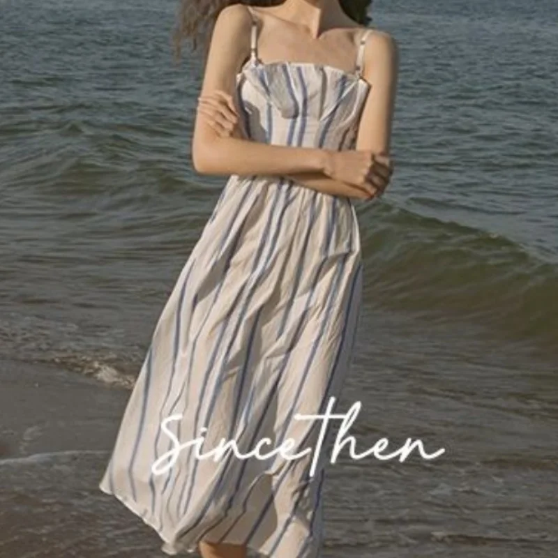 Women Elegant Sexy Strap Dress Club Party Midi Striped 2021 Summer Vintage Dress Korean Style Chic Beach Festival Clothing Boho
Women Elegant Sexy Strap Dress Club Party Midi Striped 2021 Summer Vintage Dress Korean Style Chic Beach Festival Clothing Boho