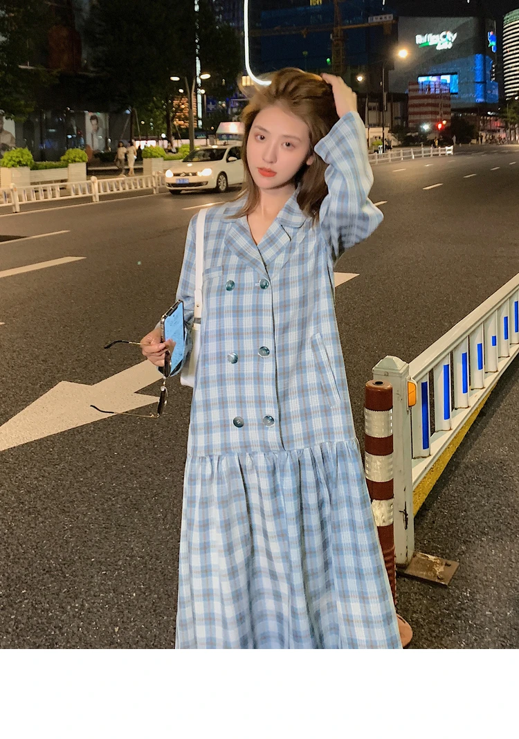 Spring New Women Long Sleeve Loose Plaid Dress Office Lady Elegant Korean Casual Double Breasted Vintage Long Dresses Fall
Spring New Women Long Sleeve Loose Plaid Dress Office Lady Elegant Korean Casual Double Breasted Vintage Long Dresses Fall