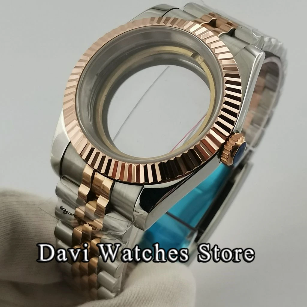 

36mm/40mm NH35 NH36 Silver Rose Glod Watch Case With Sapphire Glass Fit ETA 2836 Miyota 8215 821A Mingzhu DG 2813 3804 Movement