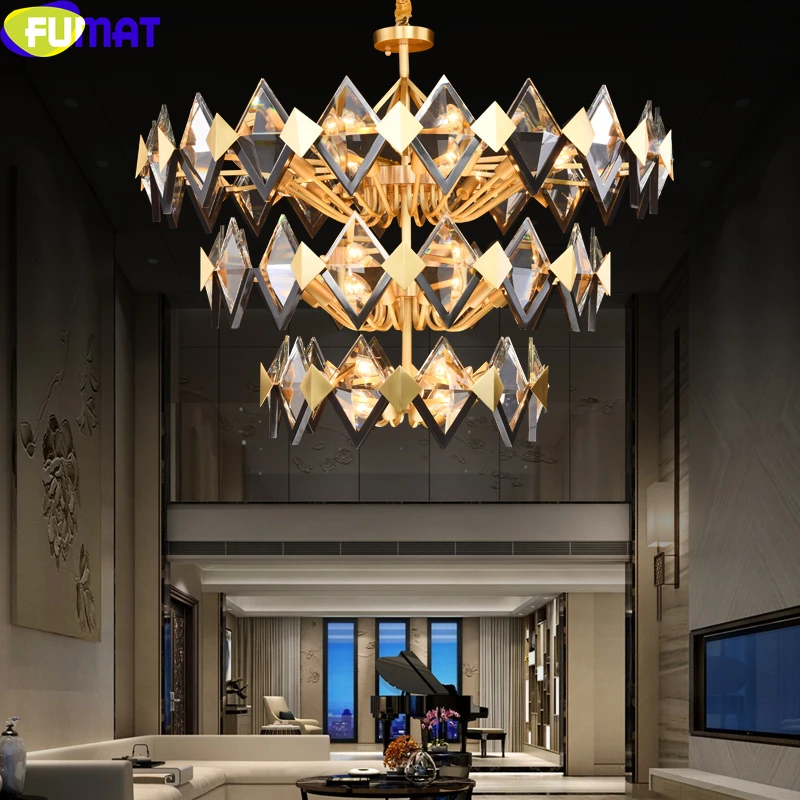 FUMAT Rhombus Crystal Copper Plated Gold Frame Chandeliers Pendant Lamps Post-modern Style Dimming Remote Control Hanging Lights
FUMAT Rhombus Crystal Copper Plated Gold Frame Chandeliers Pendant Lamps Post-modern Style Dimming Remote Control Hanging Lights